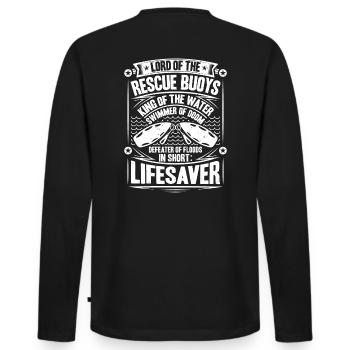 Rettungsschwimmer Wasserrettung Lifesaver - Männer Premium Bio Langarmshirt - Schwarz - Hinten - Nico (187cm)