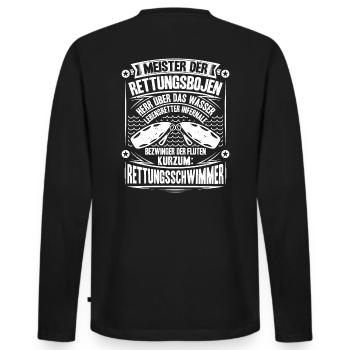 Rettungsschwimmer Wasserrettung Lifesaver - Männer Premium Bio Langarmshirt - Schwarz - Hinten - Nico (187cm)