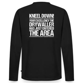 Drywall fitter Drywaller - Men's Premium Organic Long Sleeve Shirt - black - Back - Nico (187cm)
