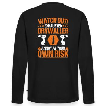 Drywall fitter Drywaller - Men's Premium Organic Long Sleeve Shirt - black - Back - Nico (187cm)