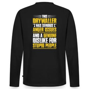 Drywall fitter Drywaller - Men's Premium Organic Long Sleeve Shirt - black - Back - Nico (187cm)