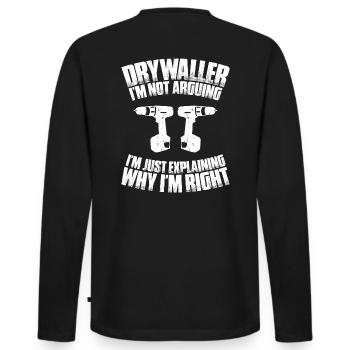 Drywall fitter Drywaller - Men's Premium Organic Long Sleeve Shirt - black - Back - Nico (187cm)