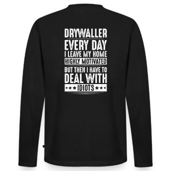 Drywall fitter Drywaller - Men's Premium Organic Long Sleeve Shirt - black - Back - Nico (187cm)