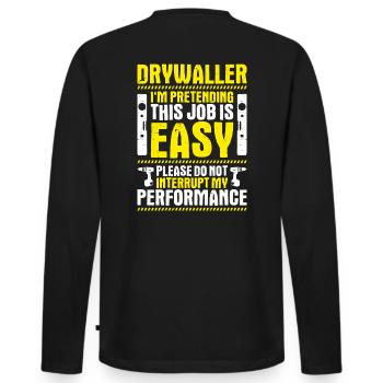 Installateur de cloisons sèches Drywaller - T-shirt manches longues Premium bio Homme - noir - Dos - Nico (187cm)