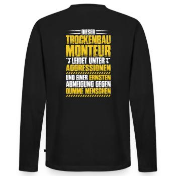 Trockenbaumonteur Trockenbau Drywaller - Männer Premium Bio Langarmshirt - Schwarz - Hinten - Nico (187cm)