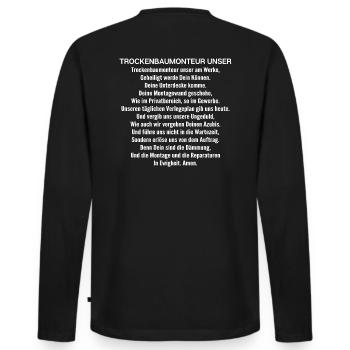 Trockenbaumonteur Trockenbau Drywaller - Männer Premium Bio Langarmshirt - Schwarz - Hinten - Nico (187cm)