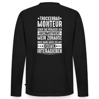 Trockenbaumonteur Trockenbau Drywaller - Männer Premium Bio Langarmshirt - Schwarz - Hinten - Nico (187cm)