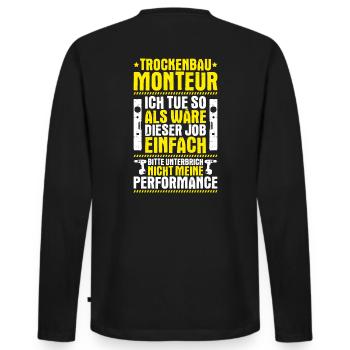 Trockenbaumonteur Trockenbau Drywaller - Männer Premium Bio Langarmshirt - Schwarz - Hinten - Nico (187cm)