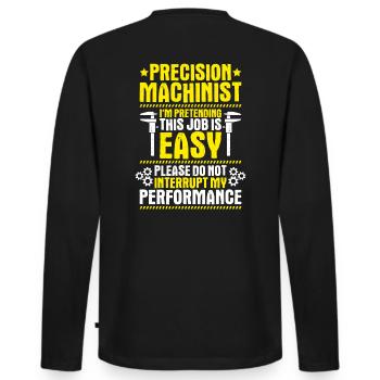 Precision mechanic Precision Machinist - Men's Premium Organic Long Sleeve Shirt - black - Back - Nico (187cm)