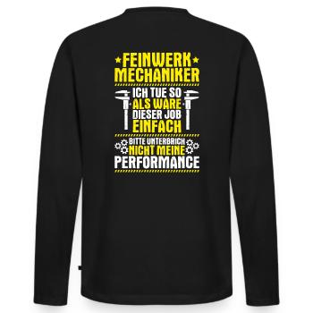 Feinwerkmechaniker Precision Machinist - Männer Premium Bio Langarmshirt - Schwarz - Hinten - Nico (187cm)