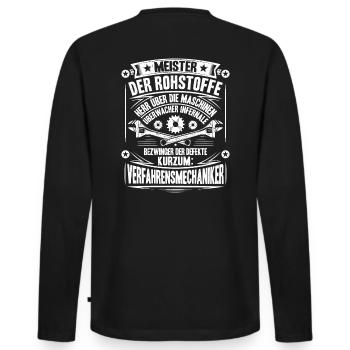 Verfahrensmechaniker Verfahrensmechanikerin - Männer Premium Bio Langarmshirt - Schwarz - Hinten - Nico (187cm)