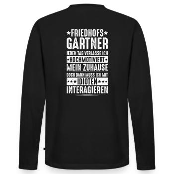 Friedhofsgärtner Friedhof Cemetery Gardener - Männer Premium Bio Langarmshirt - Schwarz - Hinten - Nico (187cm)