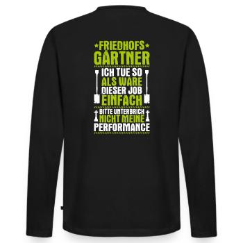 Friedhofsgärtner Friedhof Cemetery Gardener - Männer Premium Bio Langarmshirt - Schwarz - Hinten - Nico (187cm)