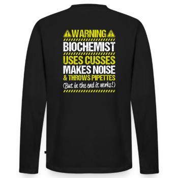 Biochemiker Biochimie Biochimie Biochimiste - T-shirt manches longues Premium bio Homme - noir - Dos - Nico (187cm)