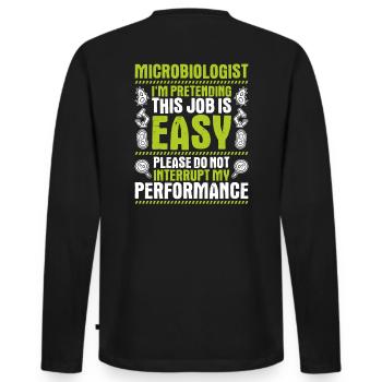 Microbiologie Microbiologiste Biologiste Biologiste - T-shirt manches longues Premium bio Homme - noir - Dos - Nico (187cm)