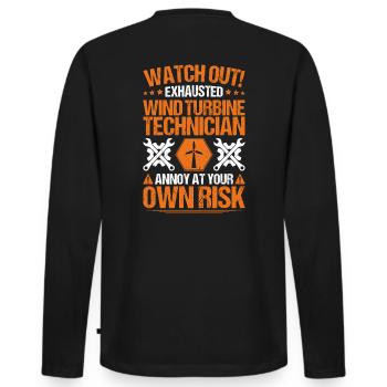 Service Technician Wind Turbines Wind Energy - Men's Premium Organic Long Sleeve Shirt - black - Back - Nico (187cm)
