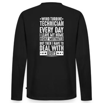 Technicien de service Éoliennes Énergie éolienne - T-shirt manches longues Premium bio Homme - noir - Dos - Nico (187cm)