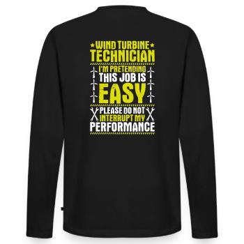 Service Technician Wind Turbines Wind Energy - Men's Premium Organic Long Sleeve Shirt - black - Back - Nico (187cm)