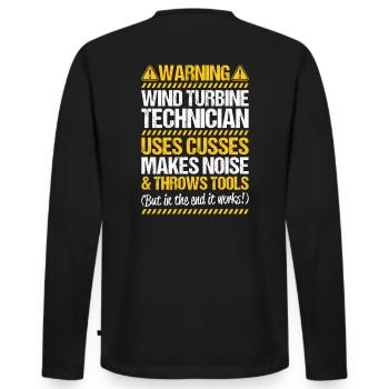 Service Technician Wind Turbines Wind Energy - Men's Premium Organic Long Sleeve Shirt - black - Back - Nico (187cm)