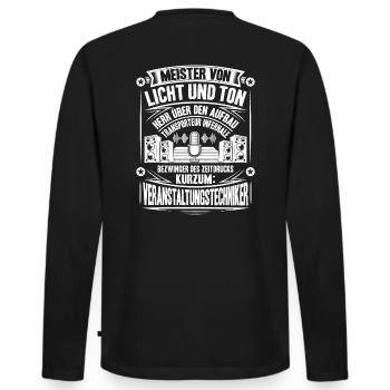 Veranstaltungstechniker Event Technician - Männer Premium Bio Langarmshirt - Schwarz - Hinten - Nico (187cm)
