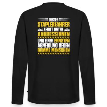 Staplerfahrer Gabelstaplerfahrer Forklift Operator - Männer Premium Bio Langarmshirt - Schwarz - Hinten - Nico (187cm)