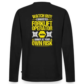 Forklift Driver Forklift Operator - Men's Premium Organic Long Sleeve Shirt - black - Back - Nico (187cm)