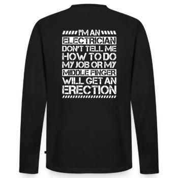 Electronics Electrician Electrician Lineman - Men's Premium Organic Long Sleeve Shirt - black - Back - Nico (187cm)