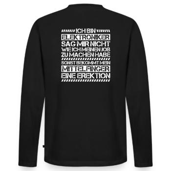 Elektroniker Elektriker Electrician Lineman - Männer Premium Bio Langarmshirt - Schwarz - Hinten - Nico (187cm)