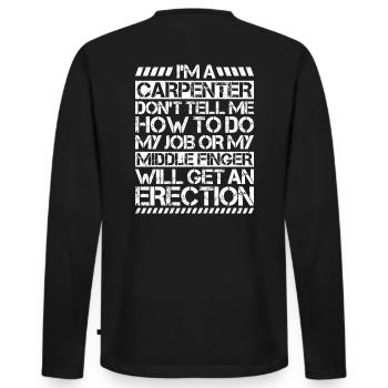 Zimmerer Zimmermann Zimmerei Carpenter Carpentry - Men's Premium Organic Long Sleeve Shirt - black - Back - Nico (187cm)