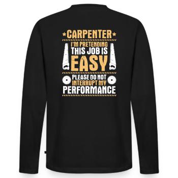 Zimmerer Zimmermann Zimmerei Carpenter Carpentry - Men's Premium Organic Long Sleeve Shirt - black - Back - Nico (187cm)