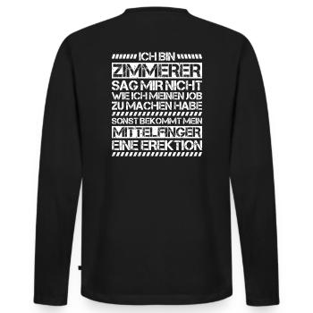 Zimmerer Zimmermann Zimmerei Carpenter Carpentry - Männer Premium Bio Langarmshirt - Schwarz - Hinten - Nico (187cm)
