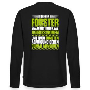 Förster Forstwirtschaft Forester Waldarbeiter Wald - Männer Premium Bio Langarmshirt - Schwarz - Hinten - Nico (187cm)