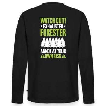 Forestier Forestier Forestier Travailleurs forestiers Forêt - T-shirt manches longues Premium bio Homme - noir - Dos - Nico (187cm)