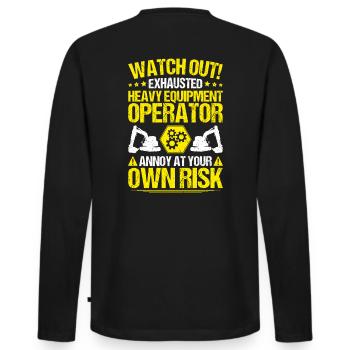Baggerfahrer Baggerführer Heavy Equipment Operator - Männer Premium Bio Langarmshirt - Schwarz - Hinten - Nico (187cm)