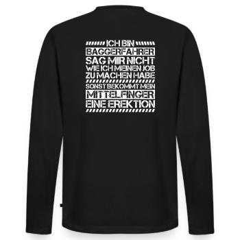 Baggerfahrer Baggerführer Heavy Equipment Operator - Männer Premium Bio Langarmshirt - Schwarz - Hinten - Nico (187cm)