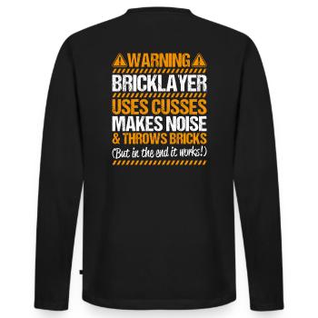 Master Masonry Masonry Bricklayer Mason - Men's Premium Organic Long Sleeve Shirt - black - Back - Nico (187cm)