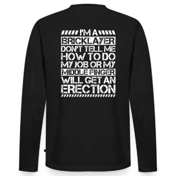 Master Masonry Masonry Bricklayer Mason - Men's Premium Organic Long Sleeve Shirt - black - Back - Nico (187cm)
