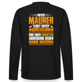 Maurer Maurermeister Mauerwerk Bricklayer Mason - Männer Premium Bio Langarmshirt - Schwarz - Hinten - Nico (187cm)