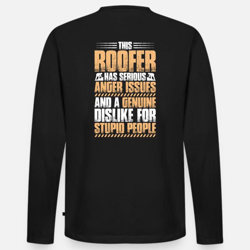 Dachdecker Dachdeckerei Dachdecken Roofer Roofing - Männer Premium Bio Langarmshirt - Schwarz