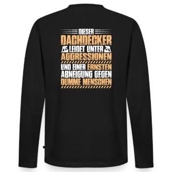 Dachdecker Dachdeckerei Dachdecken Roofer Roofing - Männer Premium Bio Langarmshirt - Schwarz - Hinten - Nico (187cm)