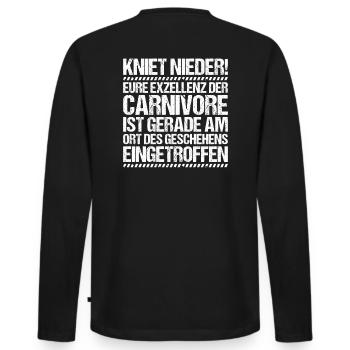 Carnivore Diät Carnivore Ernährung Carnivore Diet - Männer Premium Bio Langarmshirt - Schwarz - Hinten - Nico (187cm)