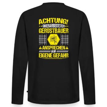 Gerüstbauer Gerüstbau Gerüstmonteur Scaffolder - Männer Premium Bio Langarmshirt - Schwarz - Hinten - Nico (187cm)