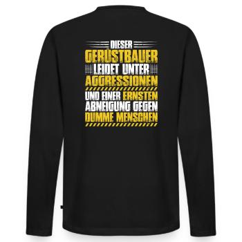 Gerüstbauer Gerüstbau Gerüstmonteur Scaffolder - Männer Premium Bio Langarmshirt - Schwarz - Hinten - Nico (187cm)