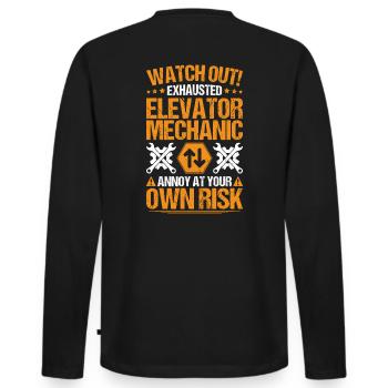 Elevator Fitter Elevator Mechanic Elevator Mechanic - Men's Premium Organic Long Sleeve Shirt - black - Back - Nico (187cm)