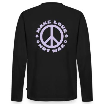 MAKE LOVE NOT WAR - Men's Premium Organic Long Sleeve Shirt - black - Back - Nico (187cm)