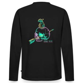 Skull pear mauve - T-shirt manches longues Premium bio Homme - noir - Dos - Nico (187cm)