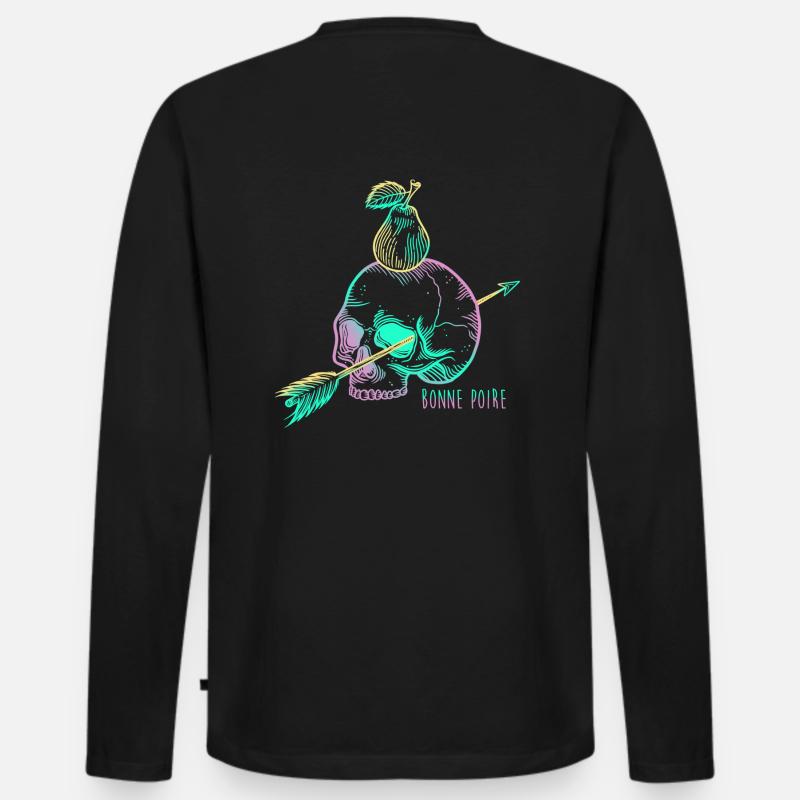 Lila Totenkopfbirne - Männer Premium Bio Langarmshirt - Schwarz