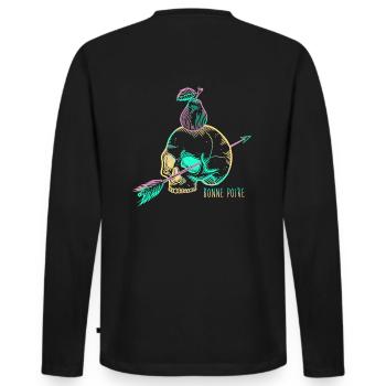 Skull pear yellow - T-shirt manches longues Premium bio Homme - noir - Dos - Nico (187cm)