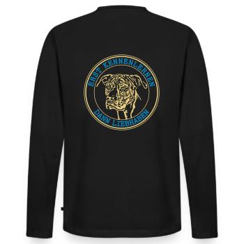 Erst kennenlernen, dann Liebhaben! Uschi Edition - Männer Premium Bio Langarmshirt - Schwarz - Hinten - Nico (187cm)