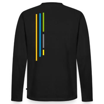 Style Stripes - COLORS Lines / Sporty - Men's Premium Organic Long Sleeve Shirt - black - Back - Nico (187cm)